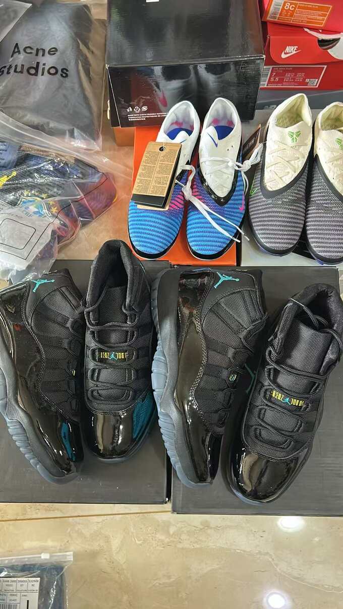 Jordan 11 black-out QC inspection on factory floor May 2026