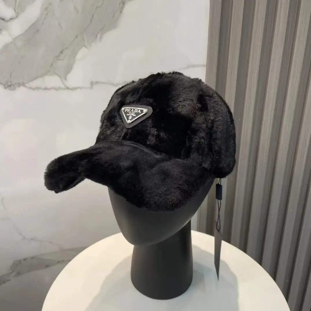 Prada Re-Nylon Faux Fur Baseball Cap 2